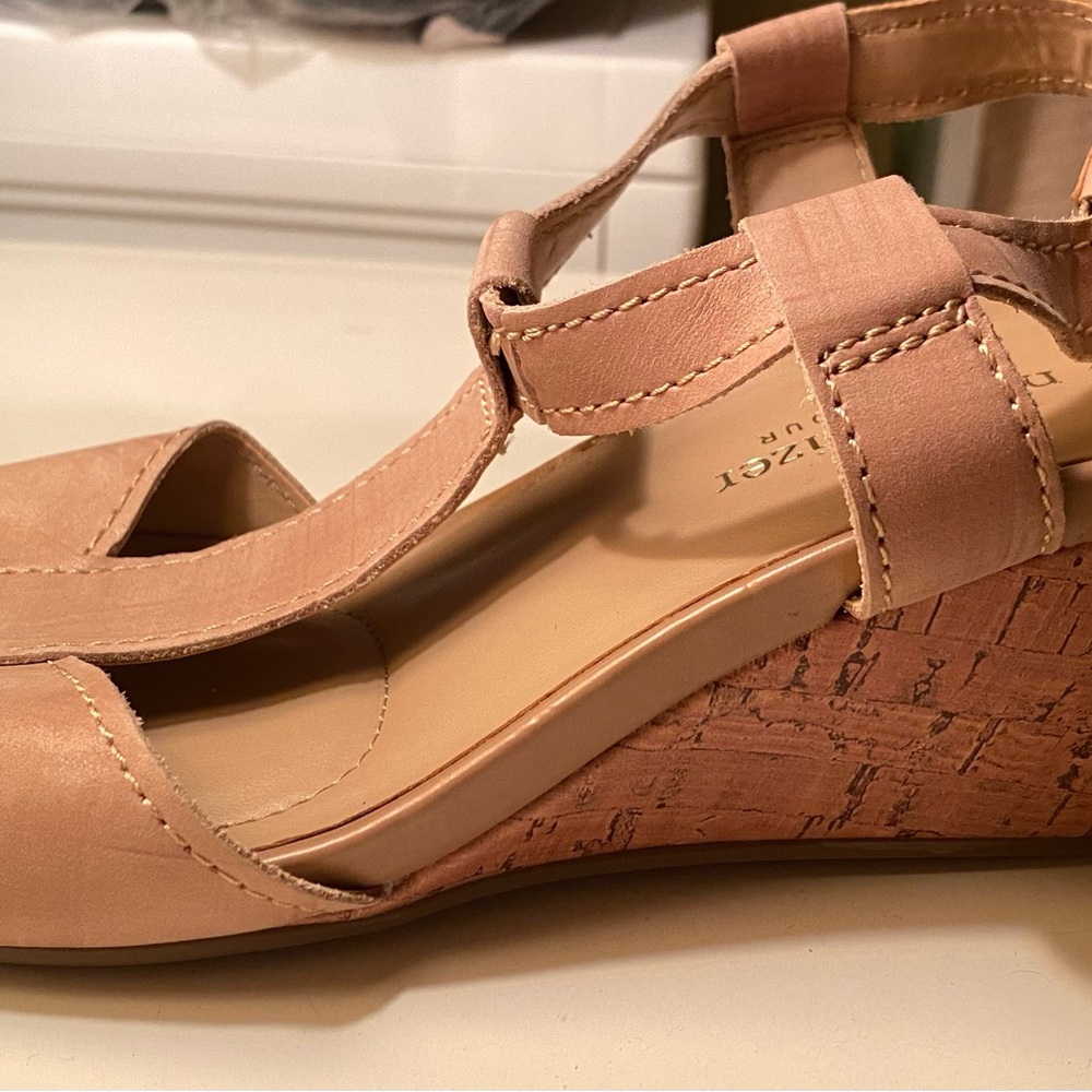 Naturalizer Tan Wedge Sandals with Cork Heel